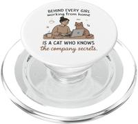 Derrière Chaque Fille WFH est Un Chat connaissant Les Secrets PopSockets PopGrip pour MagSafe