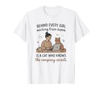 Derrière Chaque Fille WFH est Un Chat connaissant Les Secrets T-Shirt