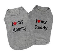 DERUILA Lot de 2 Chemises pour Chien Motif I Love My Mommy/Daddy, L, Gris