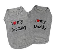 Deruila Lot de 2 chemises pour chien Motif I Love My Mommy/Daddy, S, gris