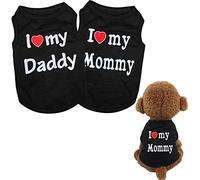 Deruila Lot de 2 T-shirts pour chien avec inscription « I Love My Mommy/Daddy »