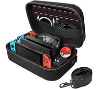 Deruitu Étui pour Nintendo Switch, Housse Sacoche de Transport à Coque Rigide Anti Choc Pochette avec Espace Plus Large pour Console Switch, Switch Dock,18 emplacements pour Cartes de Jeu