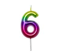 DERVENTA Chiffre Bougie Multicouleur 2,36 pouces Fête Célébration Anniversaire Décoration Parfaite Gâteau Dessert Brunch d'Anniversaire 1 Pièce (Multicouleur 6 Multicolor)