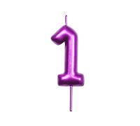 DERVENTA Chiffre Bougie pourpre 2,36 pouces Fête Célébration Anniversaire Décoration Parfaite Gâteau Dessert Brunch d'Anniversaire 1 Pièce (pourpre 1 purple)