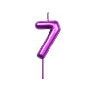 DERVENTA Chiffre Bougie pourpre 2,36 pouces Fête Célébration Anniversaire Décoration Parfaite Gâteau Dessert Brunch d'Anniversaire 1 Pièce (pourpre 7 purple)