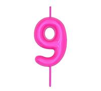 DERVENTA Chiffre Bougie Rose 2,36 pouces Fête Célébration Anniversaire Décoration Parfaite Gâteau Dessert Brunch d'Anniversaire 1 Pièce (Rose 9 Pink)