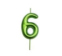 DERVENTA Chiffre Bougie Vert 2,36 pouces Fête Célébration Anniversaire Décoration Parfaite Gâteau Dessert Brunch d'Anniversaire 1 Pièce (Vert 6 Green)