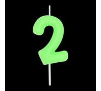 DERVENTA Chiffre Bougie Vert Phosphorescent 2,36 pouces Fête Célébration Anniversaire Décoration Parfaite Gâteau Dessert Brunch d'Anniversaire 1 Pièce (Vert 2 Phosphorescent)