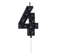 DERVENTA Grande bougie d’anniversaire numéro Noir 3D Bubble style 3,7 pouces décoration de fête pour anniversaire décoration de gâteau 1 pièce (Noir 4 Black)