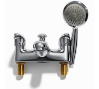 Derwen Mitigeur bain/douche Chromé - Robinet de baignoire traditionnel avec kit de douche, double poignée