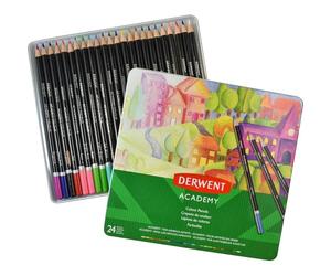 Derwent 2301938 Academy Lot de 24 crayons de couleurs de grande qualité