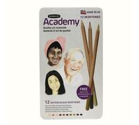 Derwent Academy - Crayons aquarelle couleur peau - Lot de 12