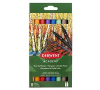 Derwent Academy ,Lot de 8 marqueurs ,à deux pointes, pinceau et pointe fine, 98206