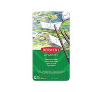 Derwent Academy - Set de 12 Crayons de Couleurs Aquarellables dans une Boîte de Rangement, Utilisables Secs ou Humides, pour Coloriage / Dessin / Illustration, Qualité Professionnelle, 2301941