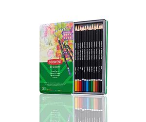 Derwent Academy - Set de 12 Crayons de Couleurs dans une Boîte de Rangement, Faciles à Mélanger, pour Coloriage / Dessin / Illustration, Qualité Professionnelle, 2301937