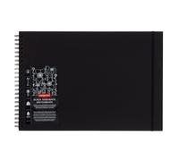 Derwent Black Book - Carnet à Croquis A3 Paysage, 40 Pages de Papier Noir Non-Acide, Dos Rigide, Reliure Spirale, Qualité Professionnelle, 2300381