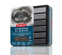 DERWENT Charcoal - Boîte de 6 Craies Fusains Aquarellables au Format XL (60 mm), pour Croquis / Dessin / Marques Expressives, Qualité Professionnelle, 2306196