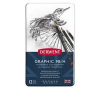 Derwent – Set de 12 crayons graphiques 9B–H – Graphite pro pour débutants et professionnels