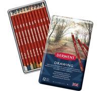 DERWENT Crayons de couleur pour le dessin, 12 pièces dans une boîte en métal