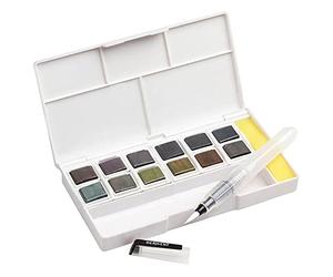 Derwent Graphitint - Palette de Peinture de Voyage, 12 Couleurs, Pinceau Waterbrush et Éponge Inclus, Qualité Professionnelle, 2305790