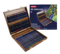 Derwent Crayons Inktense Set 48 – Aquarellables, permanents, solubles à l'eau – Coffret bois