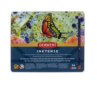 Derwent – Crayons Inktense – Boîte métallique de 24 crayons – Encre soluble dans l'eau – Multicolore