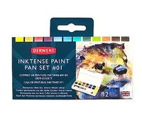 Derwent Inktense - Palette #1 - Set de 12 Peintures Aquarelles & Permanentes, pour Peinture et Loisirs Créatifs sur Papier & Tissu, Format Voyage, Qualité Professionnelle (2302636)