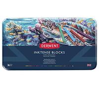 Derwent - Set de 36 craies aquarellables Inktense 8 mm pour papier & tissu - Qualité professionnelle