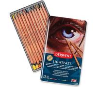 DERWENT Lightfast crayons de couleur à l'huile, 12pcs dans une boîte en métal