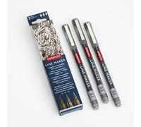 Derwent Line Maker Graphite, Set de 3, Feutres Fineliner, Pointes Variées, Encre à Séchage Rapide, Idéal pour le Croquis, l'Écriture, l'Illustration et le Coloriage, Qualité Professionnelle, 2305562