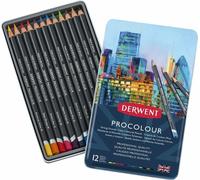 Derwent procolour crayons de couleur en métal Boîte de 12 couleurs assorties
