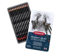 Derwent Set de 12 crayons graphiques de dureté moyenne 6B-4H, graphite qualité professionnelle - débutants et professionnels, conçu pour l'esquisse, le dessin, l'ombrage, le tracé et les illustrations