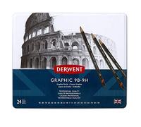 Derwent Crayons graphiques Graphic – Set de 24 (9H–13B) qualité professionnelle – boîte métal