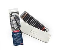 Derwent - Set de 6 Crayons Fusains, Teintes Clair / Moyen / Foncé / Blanc, Taille-Crayon Inclus, Qualité Professionnelle, 0700838