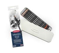 Derwent Graphic - Set de 6 Crayons Graphite avec Taille-Crayon Inclus, Qualité Professionnelle, 0700835