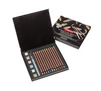 Derwent - Set de Peintures Aquarelles & Crayons de Couleur Metallic, Mines Tendres de 3,5 mm & Forme Hexagonale, Coffret Cadeau, 2305948