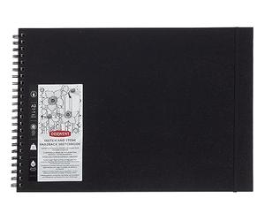 Derwent Sketch & Store - Carnet de Croquis A3 Paysage avec Dos Rigide, 56 Feuilles de Papier Non-Acide, Reliure Spirale, Qualité Professionnelle, 2102174