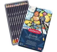 DERWENT Studio Art Crayons de couleur, 12pcs dans une boîte en métal