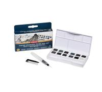 Derwent Tinted Charcoal - Palette de Peinture Aquarelle de Voyage, 12 Couleurs, Faciles à Travailler, Palette, Mini Pinceau Waterbrush, Éponge Inclus, Qualité Professionnelle, 2301690