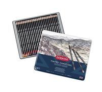 Derwent Tinted Charcoal - Set de 24 Crayons Fusains de Couleurs, Aquarellables, Qualité Professionnelle, 2301691