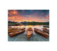 Derwent Water, Coucher de Soleil enflammé sur Les Bateaux，Puzzle 1000 Pièces en Papier Divertissement Puzzles Jouets Très Difficile Adulte Et Adolescent Casual Jigsaw Puzzle Puzzle（50x70cm）-B96
