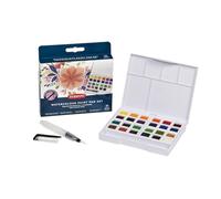 DERWENT Watercolour - Palette de Peintures Aquarelles avec 24 Demi-Godets de Peinture, Qualité Professionnelle, Format Voyage, 2306260
