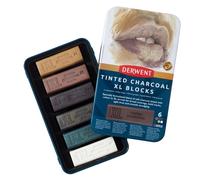 Derwent - Xl Tinted Charcoal - Boîte Métal 6 Blocs Fusain Teintés Aqu