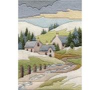 Derwentwater Designs Cottages Winter Kit de broderie au point long Multicolore 17 x 24 cm