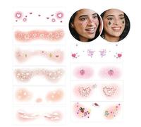 Derwrtup Autocollants de maquillage de Noël, autocollants temporaires pour le visage | 10 autocollants de maquillage de Noël pour le visage - Autocollants de maquillage du visage mignons, accessoires