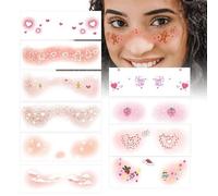 Derwrtup Autocollants de maquillage pour, patchs de maquillage,10X Autocollants temporaires pour blush visage | Accessoires de maquillage de Festival, faux autocollants de maquillage longue durée