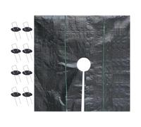 Derwrtup Bâche de sol de jardin, avec trous, noire, avec sardines, pour serre, fixation suspendue, aire de jeux, parterres de fleurs, gazon artificiel, terrasse, tentes d'événement