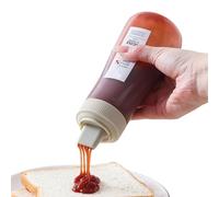 Derwrtup Bouteille à presser 350 ml - Bouteille de vinaigrette - Bouteille transparente à presser avec capuchon - Bouteille à sauce avec capuchon | Pour épices, ketchup, moutarde, huile d'olive
