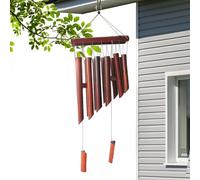Derwrtup Carillons à vent en bois pour l'extérieur - Carillons éoliens d'intérieur - 12 tubes, décorations créatives intérieures et extérieures - Carillons éoliens en bois faits à la main pour