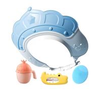 Derwrtup Chapeau de douche pour, chapeau de shampoing pour | Visière de bonnet de bain avec jauge de température de l'eau et tasse à shampoing | Bonnet de shampoing avec brosse à shampoing, rend le
